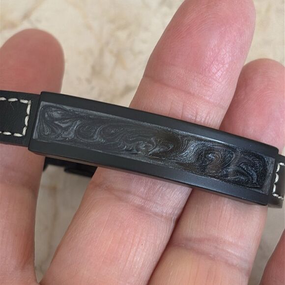 Italgem Stainless Steel Galaxy Plate Leather Bracelet Unisex - Picture 4 of 10